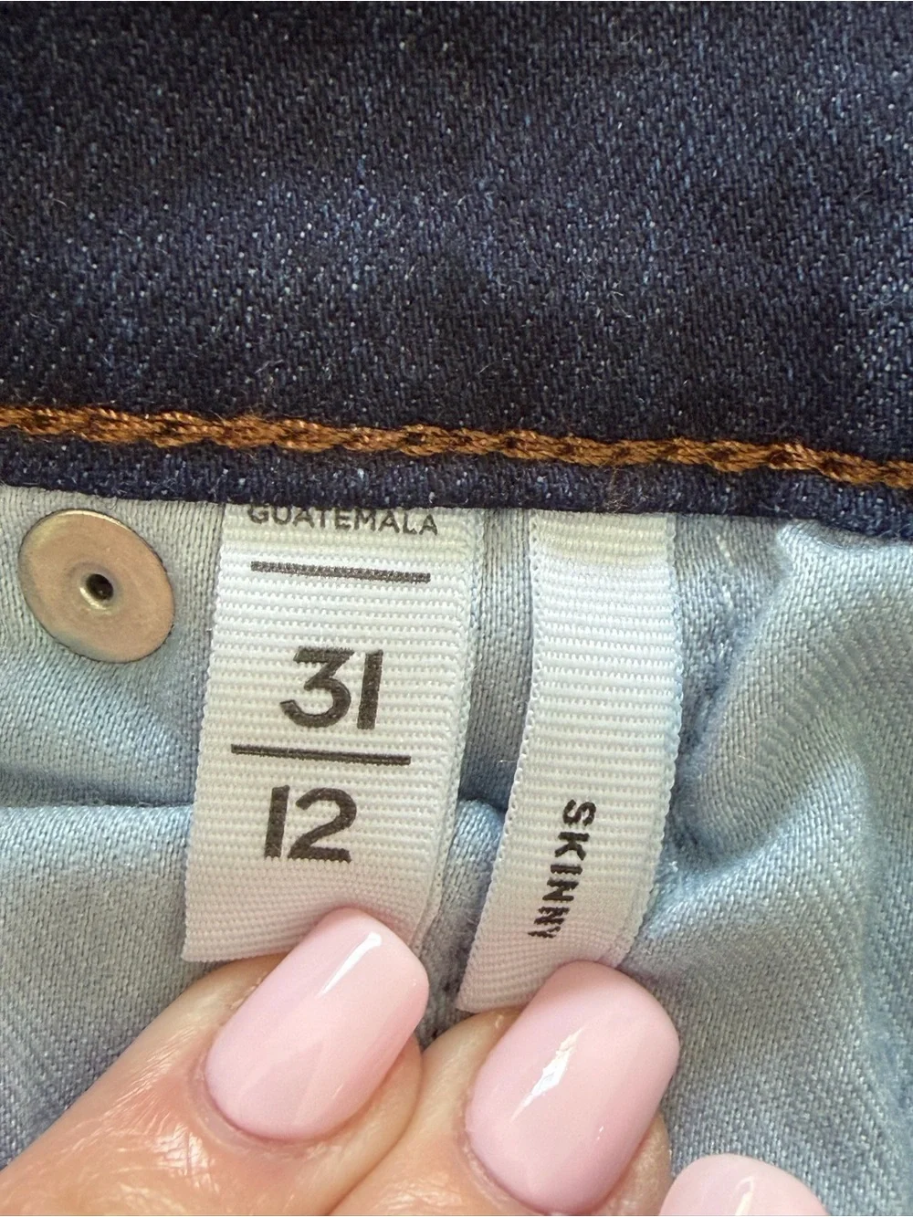 LOFT Made & Loved Dark Wash Skinny Jeans High Rise Faux Tortoise Button Hem